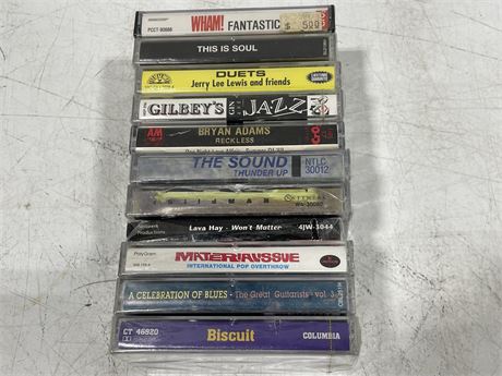 11 MISC CASSETTE TAPES (MOST SEALED)
