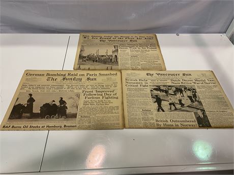 VANCOUVER SUN WW2 NEWSPAPERS