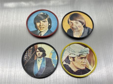 4 HARD TO FIND 1960s “MONKEES” CEREAL COINS