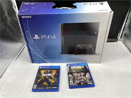 PS4 IN BOX WITH CONTROLLER & 2 CALL OF DUTY GAMES