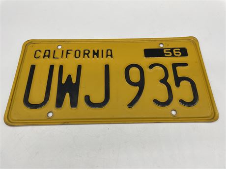 1956 CALIFORNIA LICENSE PLATE