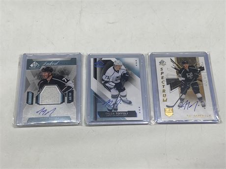 3 TYLER TOFFOLI AUTO CARDS (1 is auto/patch card)