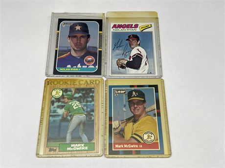 (4) 1970’s / 80’s NOLAN RYAN & MARK MCGWIRE MLB CARDS