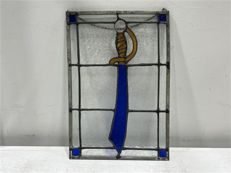 VINTAGE LEADED / STAINED GLASS PIECE (11”x16”)