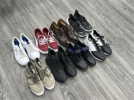 8 PAIRS OF PRE OWNED NAME BRAND SHOES - SIZES 8-10 MENS