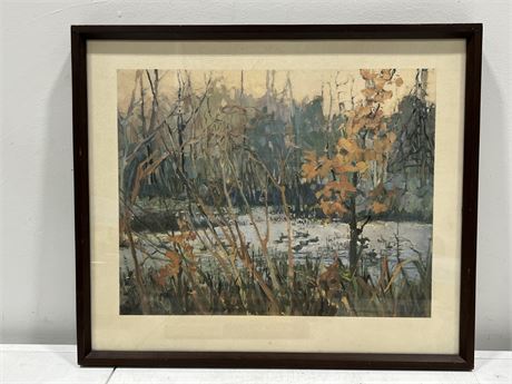 MID CENTURY FRAMED LITHOGRAPH PRINT BY ROBERT CHARLES PANNELL (22”x19”)