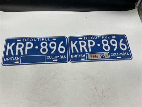 BC LICENCE PLATE PAIR EXPO 86