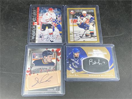 4 AUTOGRAPHED NHL CARDS