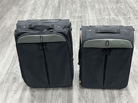 2 DELSEY CARRY ON LUGGAGE BAGS - 21” & 18.5” TALL