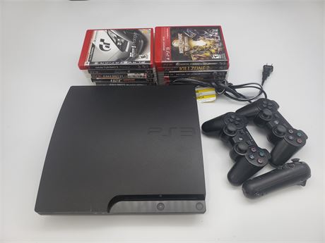 PS3 SLIM SYSTEM WITH GAMES(MISSING AV/HDMI CABLE)