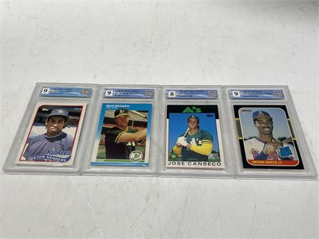 4 GCG GRADED 8/9 1980S ROOKIE MLB CARDS