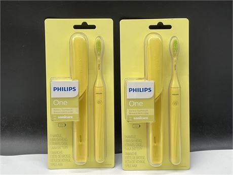 (2 NEW) PHILIPS ONE YELLOW ELECTRIC TOOTHBRUSHES