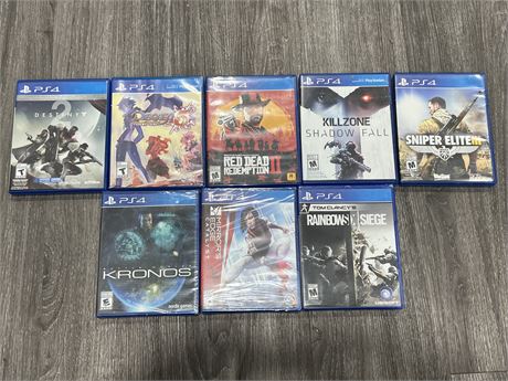 8 PS4 GAMES - BOTTOM 3 ARE SEALED