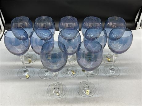 12 SLOVAKIA BLUE WINE GLASSES - RETAIL $4.99Ea