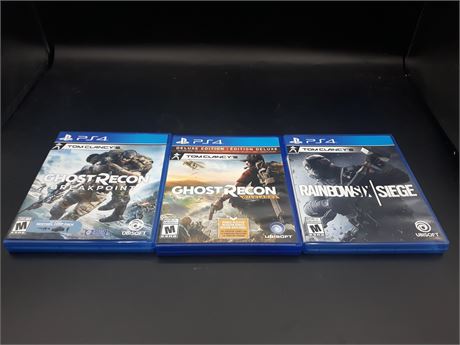 GHOST RECON WILDLANDS, BREAKPOINT & SEIGE - VERY GOOD CONDITION - PS4