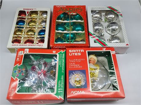 5 BOXES VINTAGE CHRISTMAS BULBS