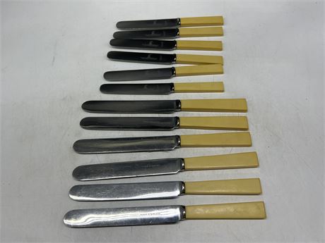 12 VINTAGE KNIVES - BIRKS STAINLESS & HENRY ROGER SONS AND CO.