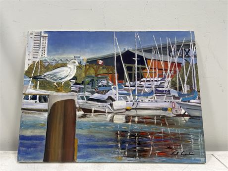 SIGNED OIL ON CANVAS GRANVILLE ISLAND VANCOUVER BC - 24”x18”