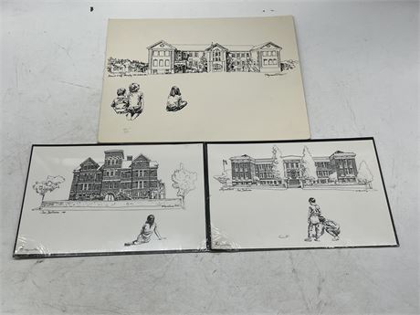 3 VANCOUVER ARTIST RAYMOND CHOW DRAWINGS 1980’S