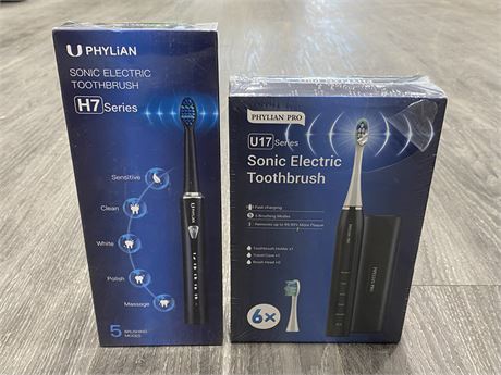 2 NEW PHYLIAN SONIC ELECTRIC TOOTHBRUSHES