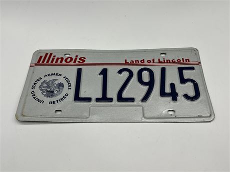 ILLINOIS US ARMED FORCES RETIRED LICENSE PLATE