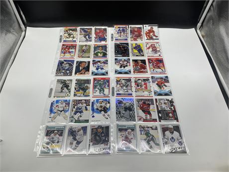 4 SHEETS OF 36 CARDS TOTAL OF NHL ROOKIE CARDS
