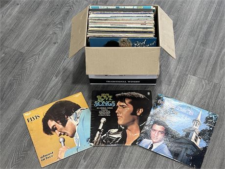 BOX OF RECORDS - MOST ARE SCRATCHED-  CONDITION VARIES