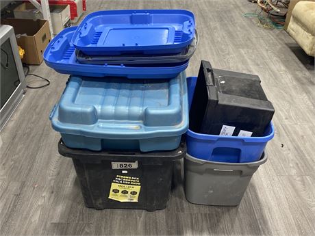 LOT OF 6 TOTES (5 W/LID)