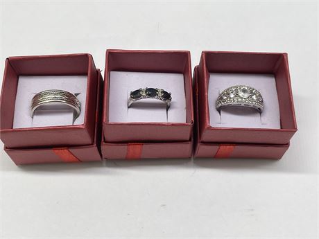 3 925 STERLING SILVER RINGS SIZES 7 & 9