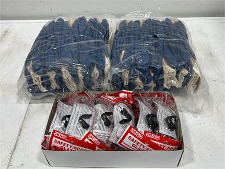 20 PAIRS OF NEW SOLVENT GLOVES & 12 NEW SAFETY GLASSES