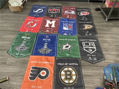 14 STANLEY CUP CHAMPIONS FABRIC BANNERS