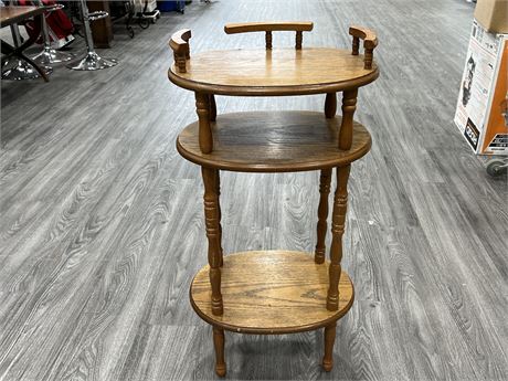 3 LEVEL WOOD OVAL SIDE TABLE (32” tall)
