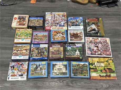 LARGE LOT OF 1000, 550PC PUZZLES