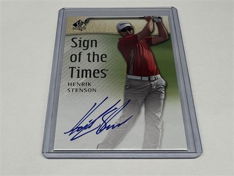 HENRIK STENSON AUTOGRAPHED SIGN OF THE TIMES CARD 2013
