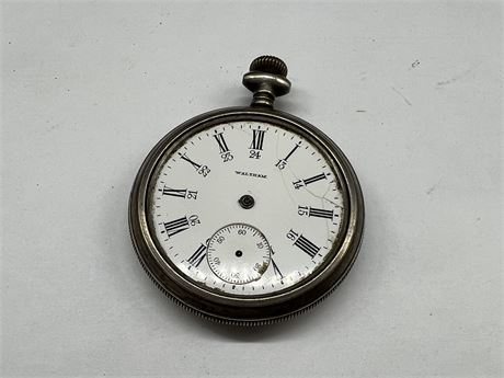 ANTIQUE STERLING WALTHAM TRAVELER POCKET WATCH - As is