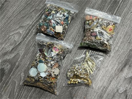 4 BAGS OF JEWELRY