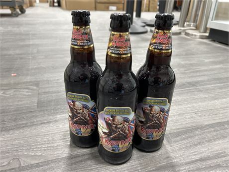 LOT OF 3 IRON MAIDEN BEERS BY ROBINSONS BREWERY (CHESHIRE, UK)