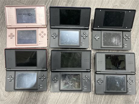 6 NINTENDO DS HANDHELDS - UNTESTED / AS IS