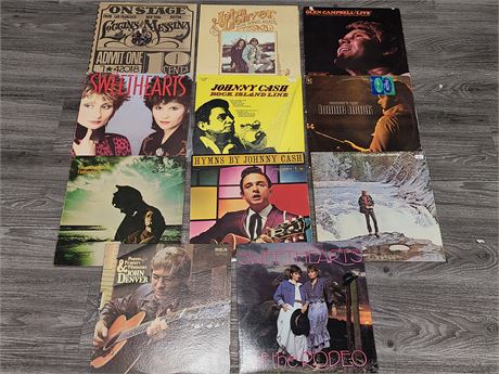 11 COUNTRY RECORDS (Some are scratched)