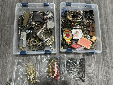 2 TRAYS OF MISC JEWELRY & COLLECTABLES