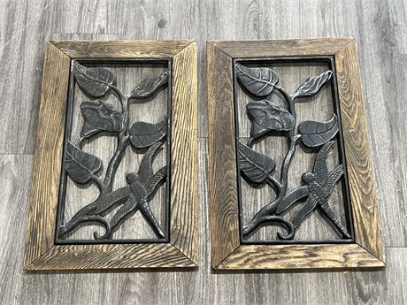 2 IRON DRAGON FLY WALL PIECES (15”x23”)
