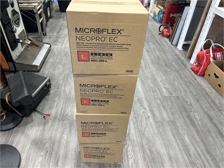 4 BOXES OF MICROFLEX NEOPRENE EXAM GLOVES - ALL SIZE LARGE