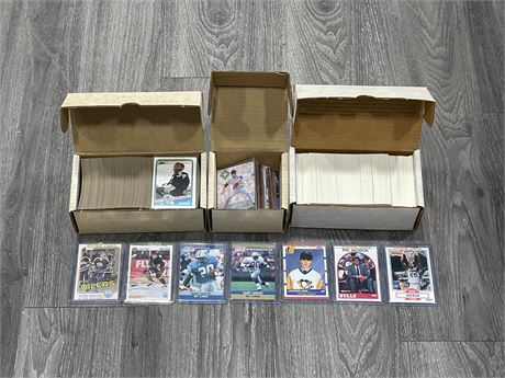 LOT OF ASSORTED SPORTS CARDS - SOME ROOKIES, ONE BOX 1980’s FOOTBALL