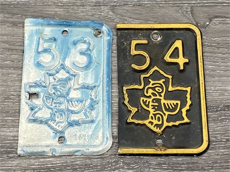 1953/1954 BC LICENSE PLATE TAGS