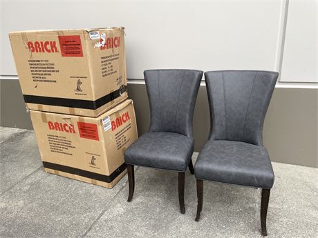 6 GREY LEATHER CHAIRS - 4 IN BOX