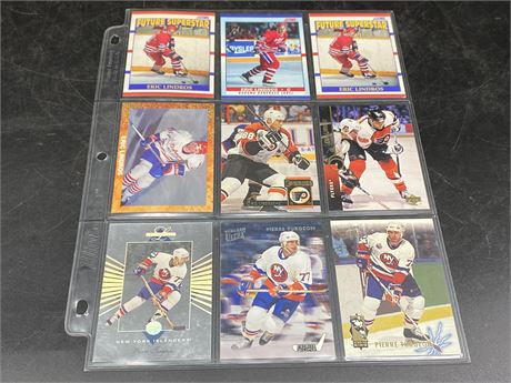 ERIC LINDROS & PIERRE TURGEON PAGE OF CARDS