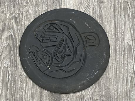 SIGNED KILLER WHALE & EAGLE HEAD CARVING (15.5”)