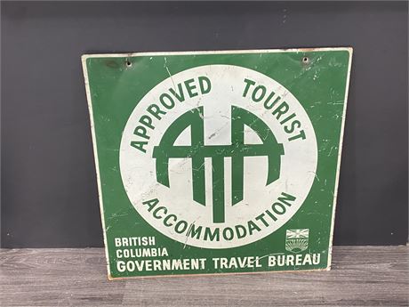 VINTAGE APPROVED TOURIST ACCOMMODATION METAL SIGN (2ftx2ft)