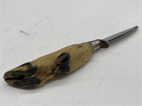 KNIFE WITH DEER HOOF HANDLE 4” BLADE (USED AS LETTER OPENER)