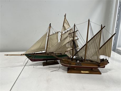 2 WOOD SHIP DECORATIONS (17”x15”)